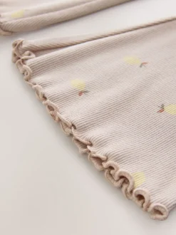 Broeken En Leggings*Next Naturel met citroenprint - Geribbelde flare legging (3 mnd-7 jr)