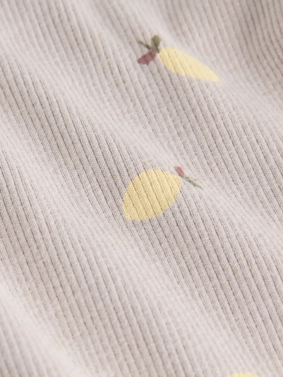 Tops|Next Naturel met citroenprint - Geribbeld T-shirt met lange mouwen (3mnd-7jr)