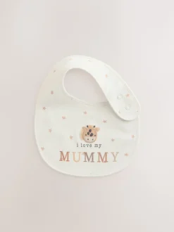 Slabbetjes|Next Naturel met figuurtje - I Love My Mummy/Daddy-babyslabbetjes 2 stuks