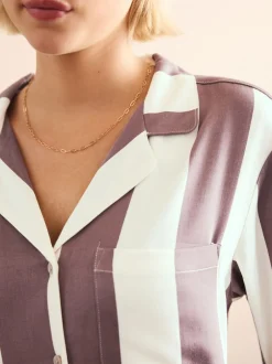 Pyjama's|Loungewear|Next - Pyjama's met knoopsluiting Naturel met strepen
