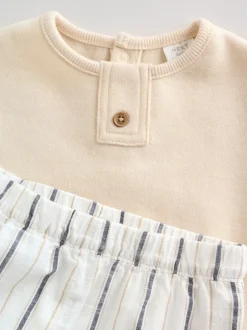 Broeken En Chino's|Sets En Outfits*Next Naturel met strepen - Sweat Top and Trousers Baby Set (0mths-2yrs)