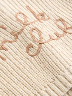 Truien En Breisels|Gebreide Kleding|Next - Grofgebreid babyvestje met borduursel Naturel Milk Club