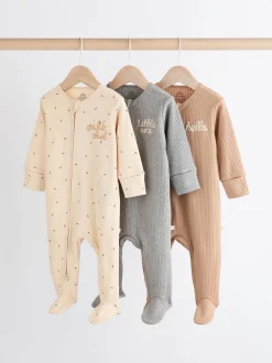 Babypakjes En Babypyjama's|Next Naturel Milk Club - Set van 3 babyslaapzakjes met tweewegrits van 100% katoen (0 mnd - 2 jr)