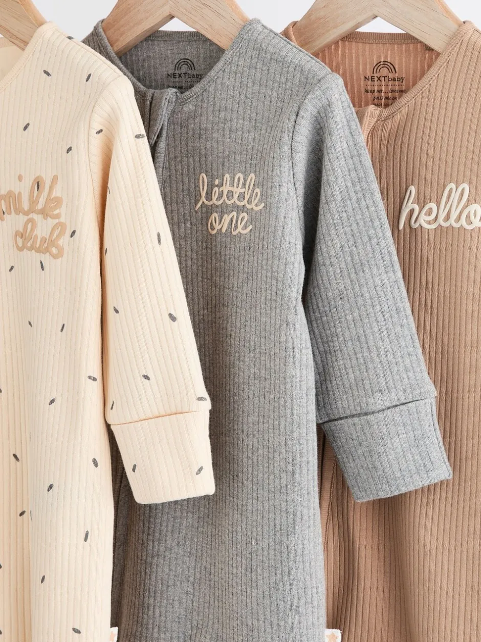 Babypakjes En Babypyjama's|Next Naturel Milk Club - Set van 3 babyslaapzakjes met tweewegrits van 100% katoen (0 mnd - 2 jr)
