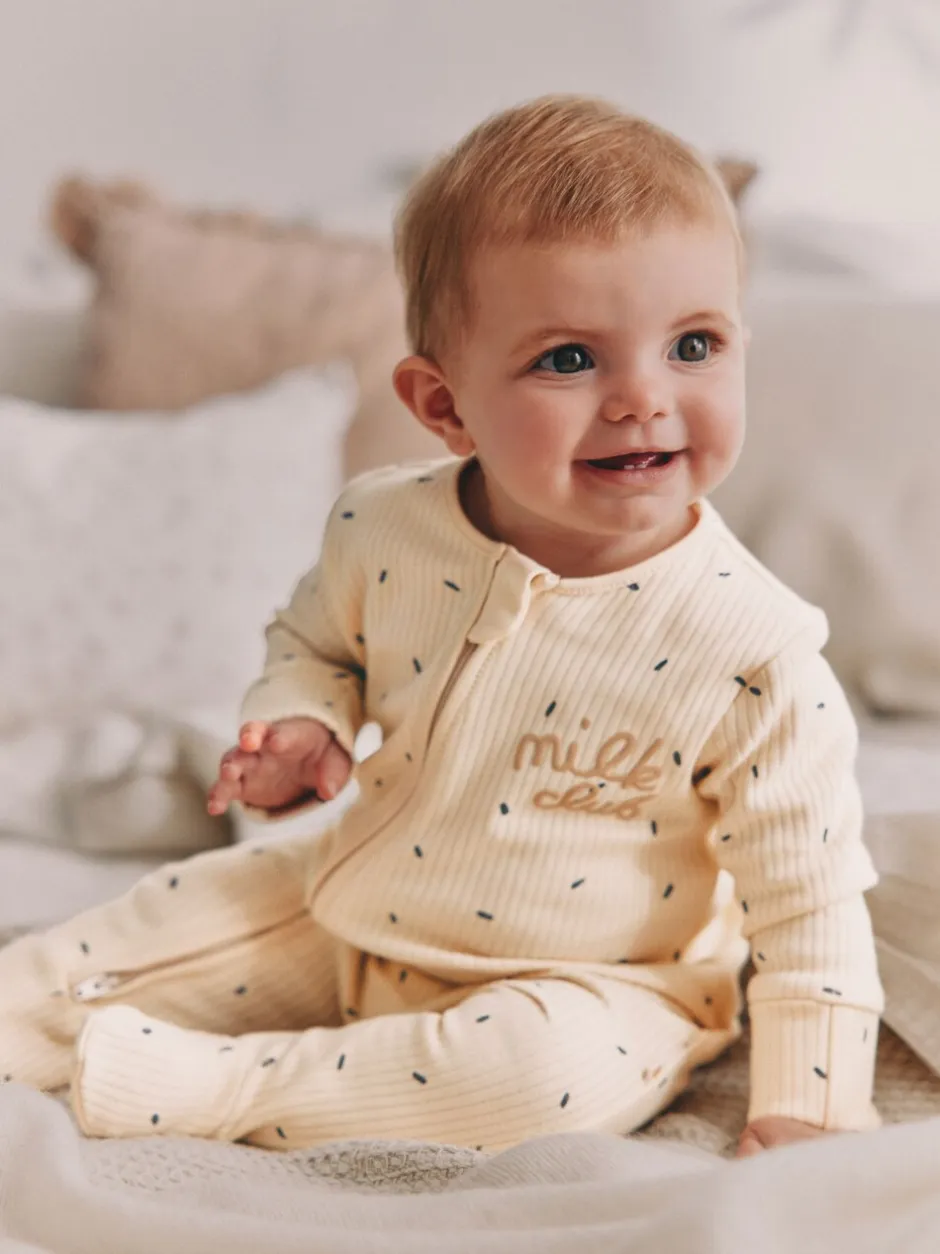 Babypakjes En Babypyjama's|Next Naturel Milk Club - Set van 3 babyslaapzakjes met tweewegrits van 100% katoen (0 mnd - 2 jr)