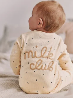 Babypakjes En Babypyjama's|Next Naturel Milk Club - Set van 3 babyslaapzakjes met tweewegrits van 100% katoen (0 mnd - 2 jr)