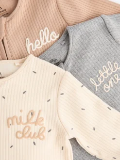 Babypakjes En Babypyjama's|Next Naturel Milk Club - Set van 3 babyslaapzakjes met tweewegrits van 100% katoen (0 mnd - 2 jr)