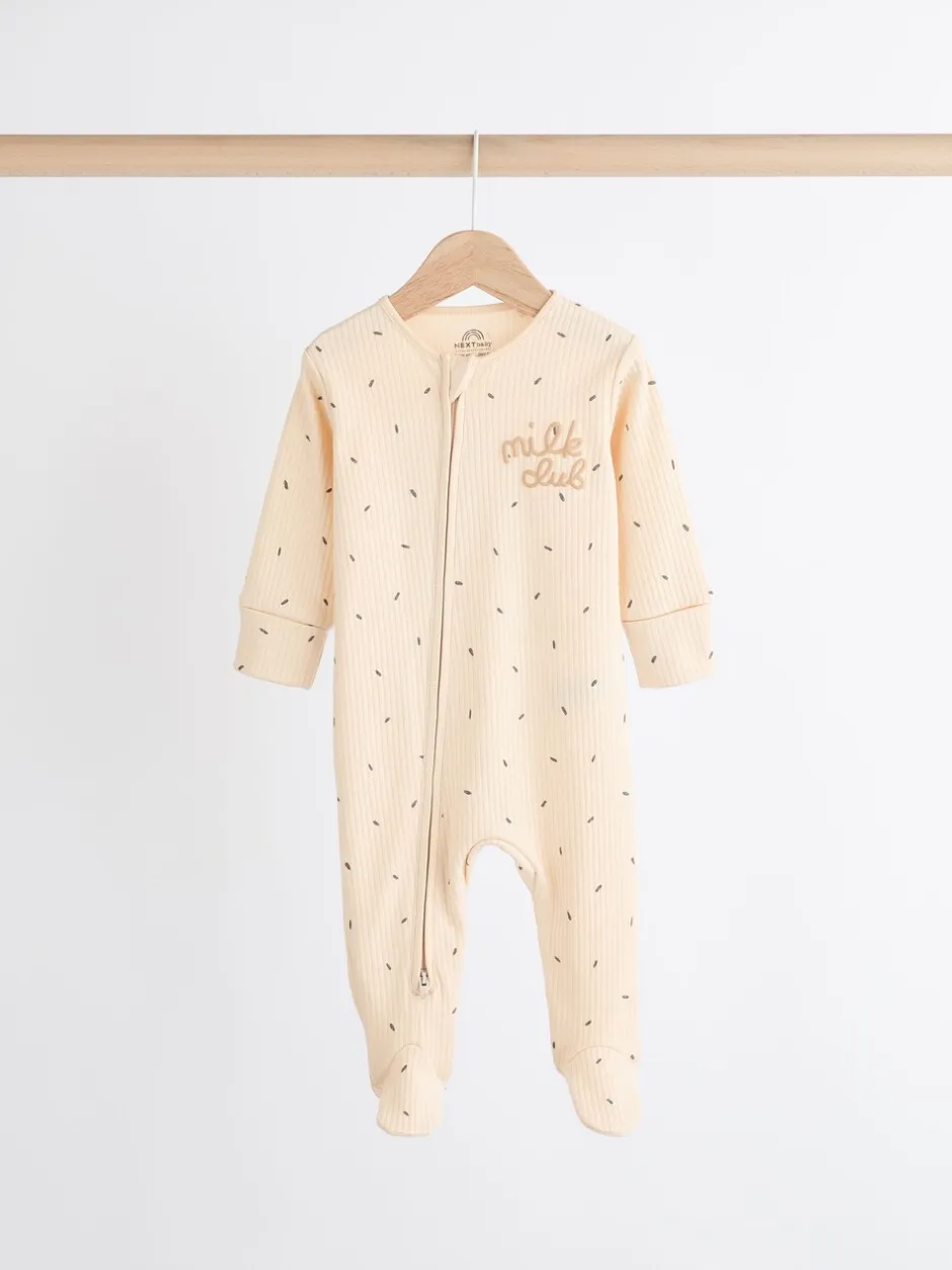 Babypakjes En Babypyjama's|Next Naturel Milk Club - Set van 3 babyslaapzakjes met tweewegrits van 100% katoen (0 mnd - 2 jr)