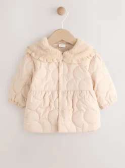 Jassen En Jacks|Next Naturel oversized kraag - Faux Fur Quilted Baby Jacket (0mths-2yrs)