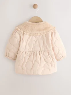 Jassen En Jacks|Next Naturel oversized kraag - Faux Fur Quilted Baby Jacket (0mths-2yrs)