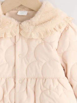 Jassen En Jacks|Next Naturel oversized kraag - Faux Fur Quilted Baby Jacket (0mths-2yrs)