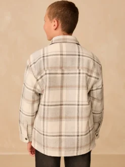Shirts*Next - Gevoerde shacket (3-16jr) Naturel Ruit Borg gevoerd