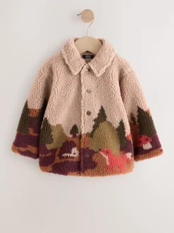 Truien En Breisels|Jassen, Jacks En Kinderwagenpakjes|Next - Fleece shacket van borg (3 mnd - 7 jr) Naturel Sierlijke Print