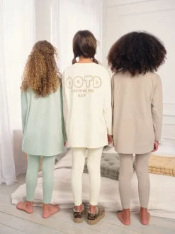 Nachtkleding En Pyjama's|Pyjama's|Next - Legging pyjama's verpakking van 3 (3 - 16 jr) Naturel slogan