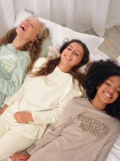 Nachtkleding En Pyjama's|Pyjama's|Next - Legging pyjama's verpakking van 3 (3 - 16 jr) Naturel slogan
