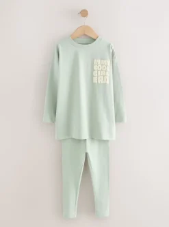Nachtkleding En Pyjama's|Pyjama's|Next - Legging pyjama's verpakking van 3 (3 - 16 jr) Naturel slogan