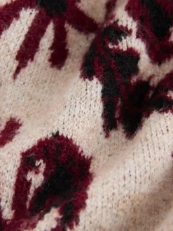 Gebreide Kleding|Next Naturel/Bordeauxrood - Statement trui met Paisley en ronde hals