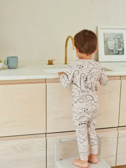 Pyjama's*Next Naturel/zwart dinosaurus - Verpakking van 3 knusse pyjama's (9 mnd-10 jr)