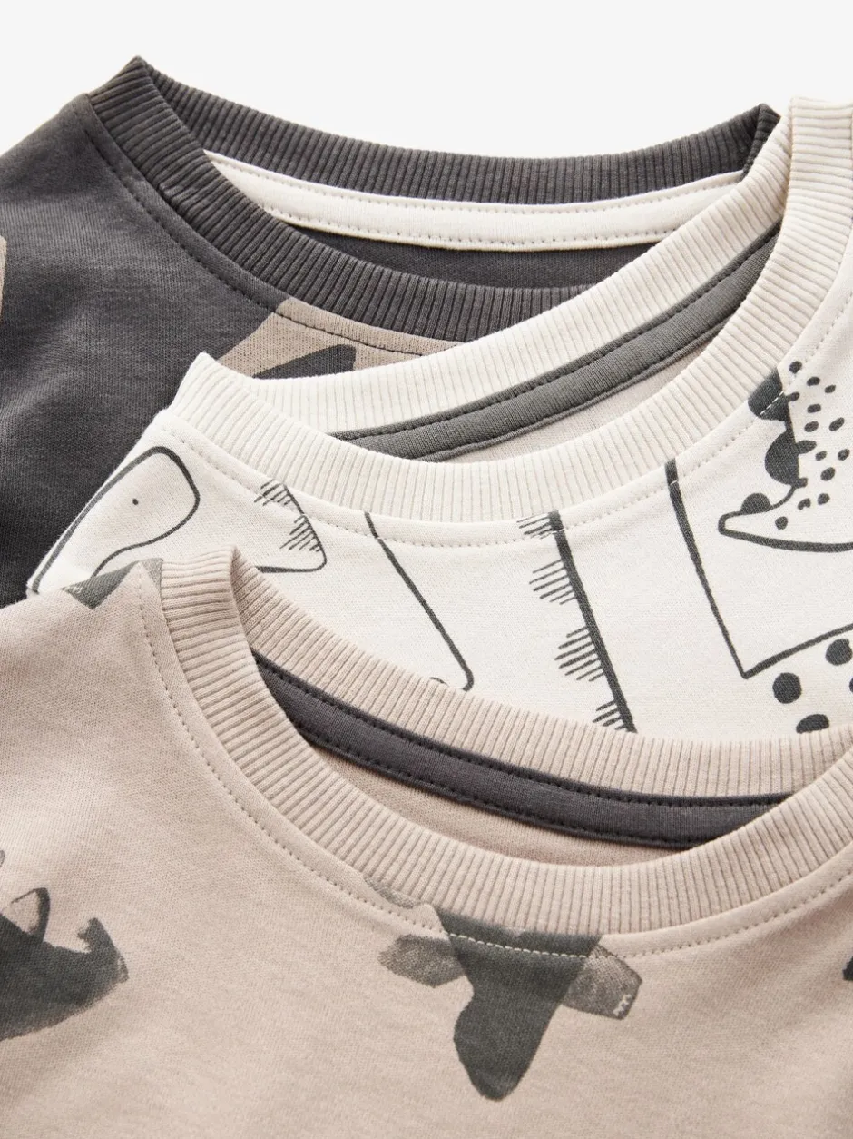 Pyjama's*Next Naturel/zwart dinosaurus - Verpakking van 3 knusse pyjama's (9 mnd-10 jr)