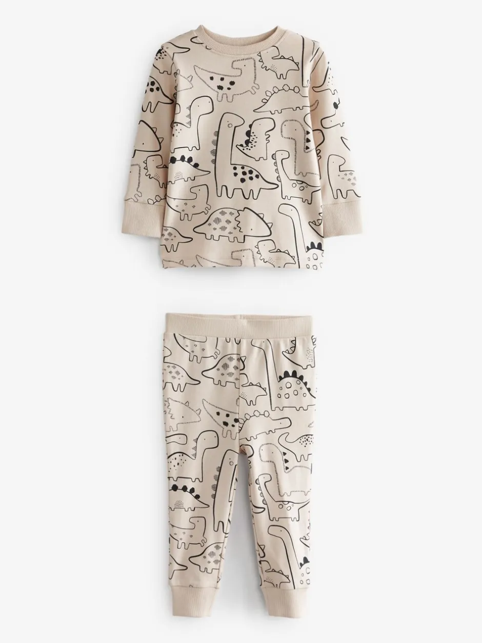 Pyjama's*Next Naturel/zwart dinosaurus - Verpakking van 3 knusse pyjama's (9 mnd-10 jr)
