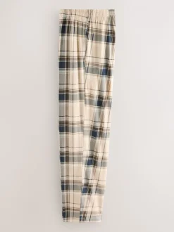 Pyjama's|Loungewear*Next - Jersey pyjama met korte mouwen Naturel/zwart geruit