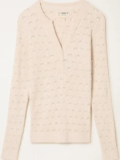 Gebreide Kleding*Fat Face - FatFace Knitted Button Front Henley Natuurlijk