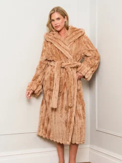Badjassen*Jim Jam the Label - Chocolate Ribbed Dressing Brown Gown Natuurlijk
