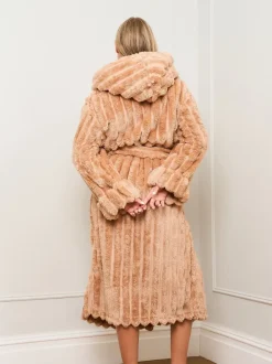 Badjassen*Jim Jam the Label - Chocolate Ribbed Dressing Brown Gown Natuurlijk
