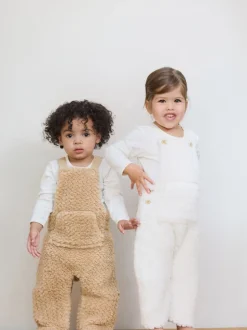 Rompertjes En Hemdjes|The Little Tailor - - Set van dikke tuinbroek van sherpafleece en body voor baby's Natuurlijk