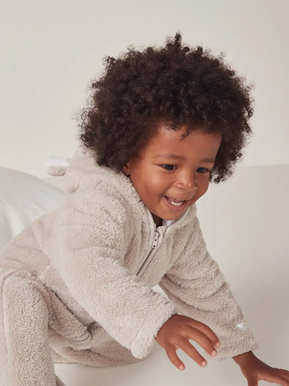 Rompertjes En Tuinbroeken*The White Company - - Kiezelkleurig fleece romperpakje Natuurlijk