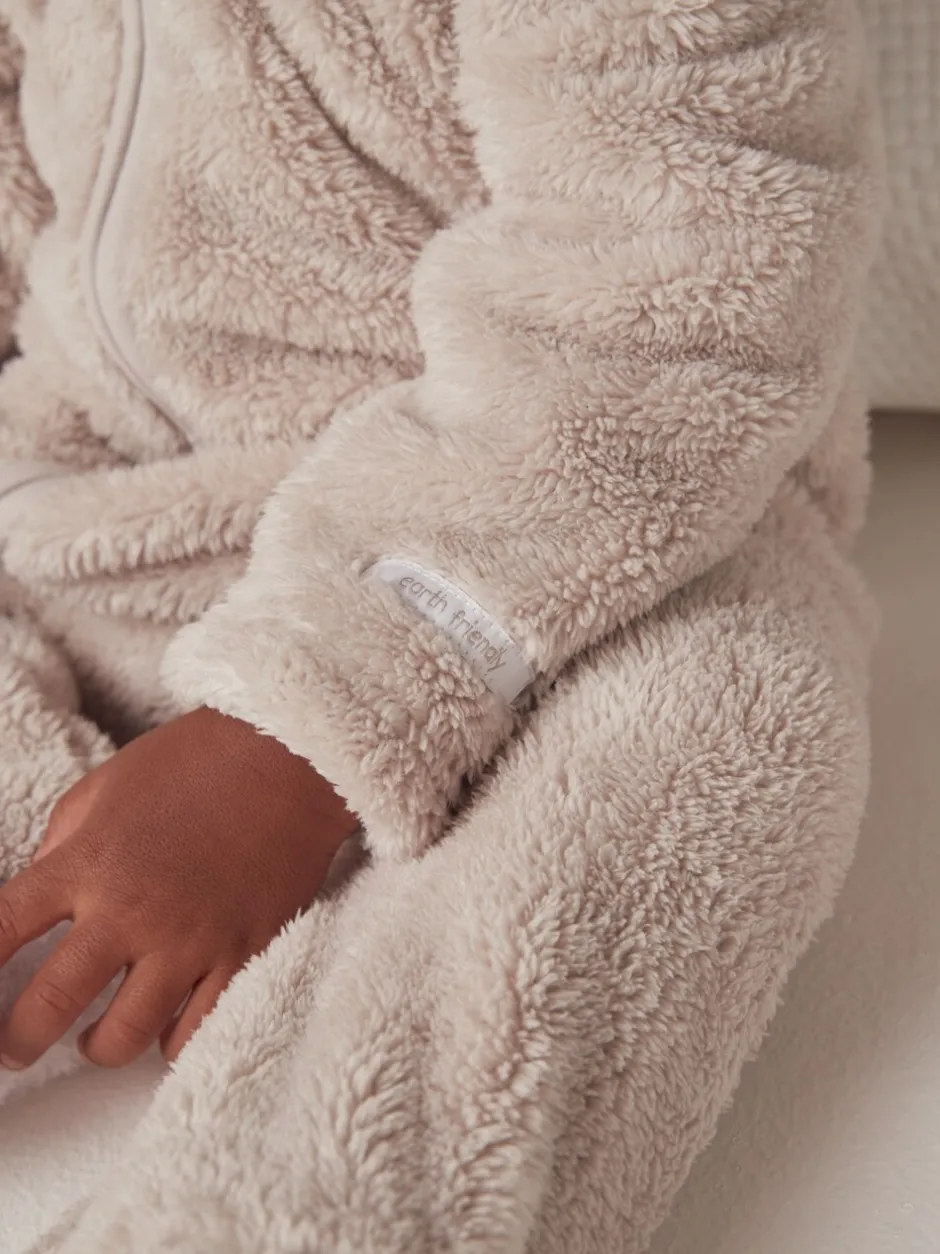 Rompertjes En Tuinbroeken*The White Company - - Kiezelkleurig fleece romperpakje Natuurlijk