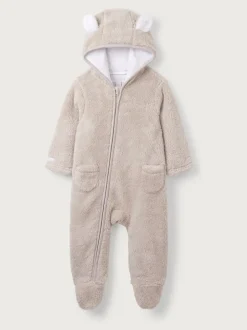 Rompertjes En Tuinbroeken*The White Company - - Kiezelkleurig fleece romperpakje Natuurlijk