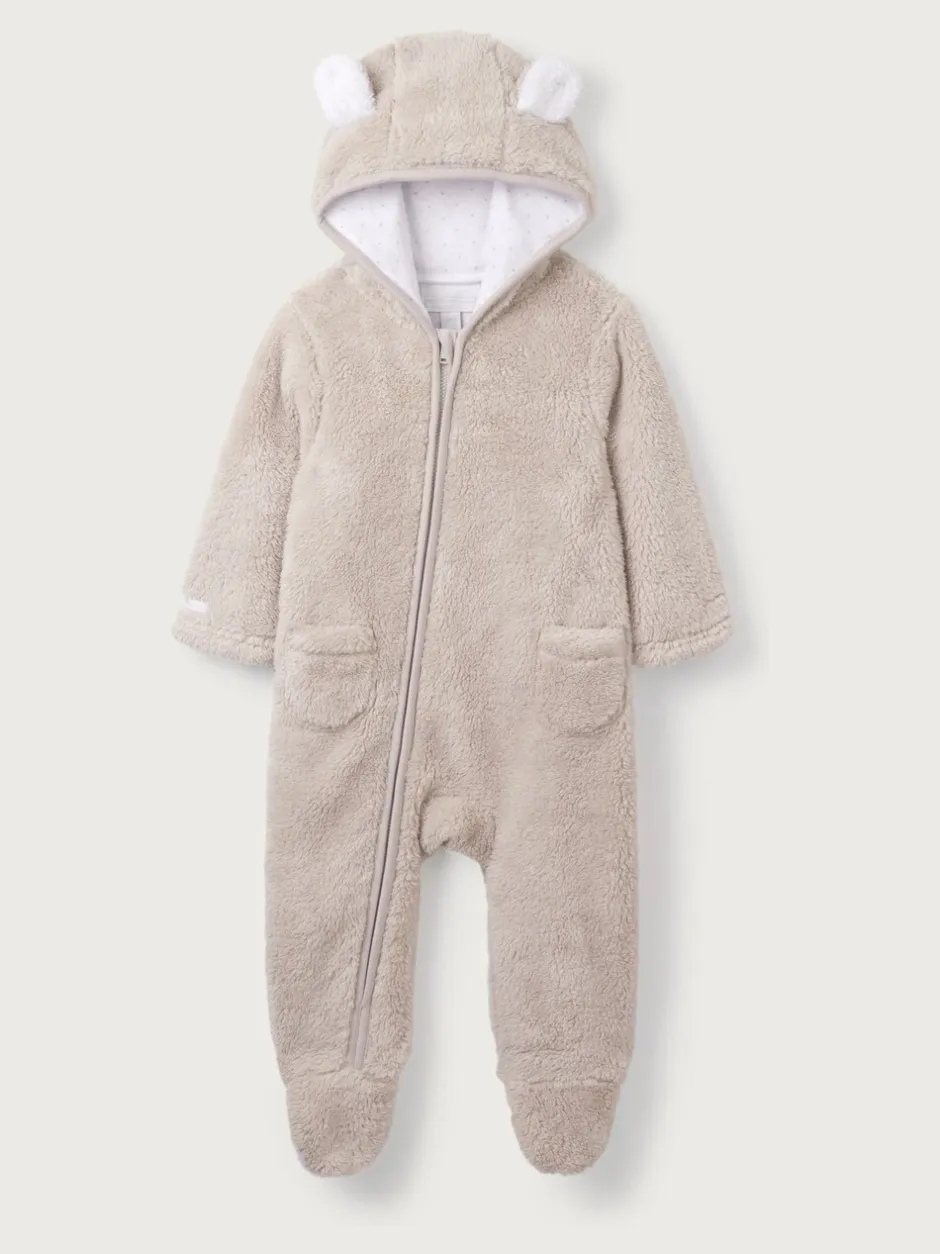 Rompertjes En Tuinbroeken*The White Company - - Kiezelkleurig fleece romperpakje Natuurlijk