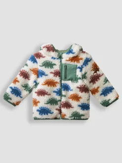 Jassen, Jacks En Kinderwagenpakjes|Jassen En Jacks|Jojo Maman Bébé - Checkerboard Hooded Borg Jacket Natuurlijke Stegosaurus