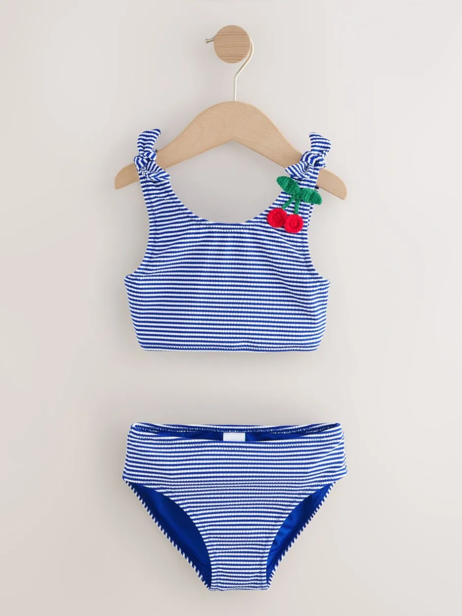 Badkleding*Next - Bikini (3-16 jr) Navy Blue Cherry Stripe Crinkle