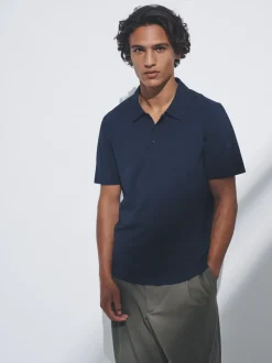 Poloshirts*The Set - 3 Pack Short Sleeve Cotton Jersey Polo Shirts Navy Blue/Brown/White