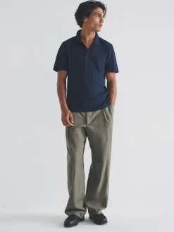 Poloshirts*The Set - 3 Pack Short Sleeve Cotton Jersey Polo Shirts Navy Blue/Brown/White