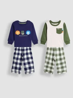 Pyjama's*Jojo Maman Bébé - Mix And Match 2 Pack Pyjamas Navy Dinosaur Character