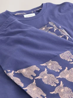 Pyjama's|Alle Nacht- En Loungekleding|Next - Zwangerschapspyjama met korte mouwen Navy Hamish The Highland Cow