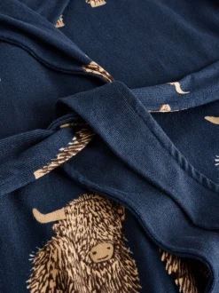 Alle Nacht- En Loungekleding|Badjassen*Next Navy Hamish The Highland Cow - Cosy Lightweight Dressing Gown