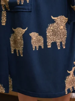 Alle Nacht- En Loungekleding|Badjassen*Next Navy Hamish The Highland Cow - Cosy Lightweight Dressing Gown