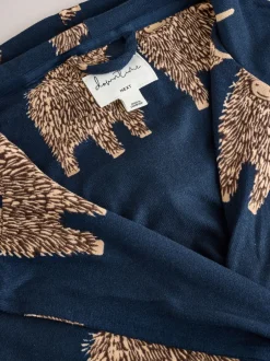 Alle Nacht- En Loungekleding|Badjassen*Next Navy Hamish The Highland Cow - Cosy Lightweight Dressing Gown