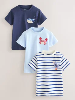 T-Shirts|Tops*Next - Verpakking van 3 T-shirts met korte mouwen en applicatie (3mnd-7jaar) Navy Sea Animal