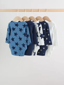 Rompertjes En Hemdjes|Rompertjes En Hemdjes*Next Navy Star - Set van 5 rompertjes met lange mouwen