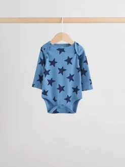 Rompertjes En Hemdjes|Rompertjes En Hemdjes*Next Navy Star - Set van 5 rompertjes met lange mouwen