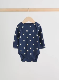 Rompertjes En Hemdjes|Rompertjes En Hemdjes*Next Navy Star - Set van 5 rompertjes met lange mouwen