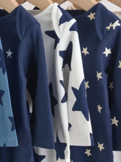 Rompertjes En Hemdjes|Rompertjes En Hemdjes*Next Navy Star - Set van 5 rompertjes met lange mouwen