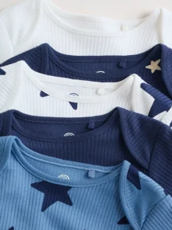 Rompertjes En Hemdjes|Rompertjes En Hemdjes*Next Navy Star - Set van 5 rompertjes met lange mouwen