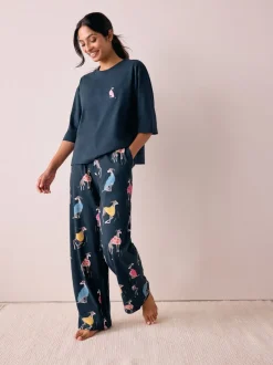 Pyjama's|Loungewear*Next Navy Whippet - Tricot pyjama met korte mouwen