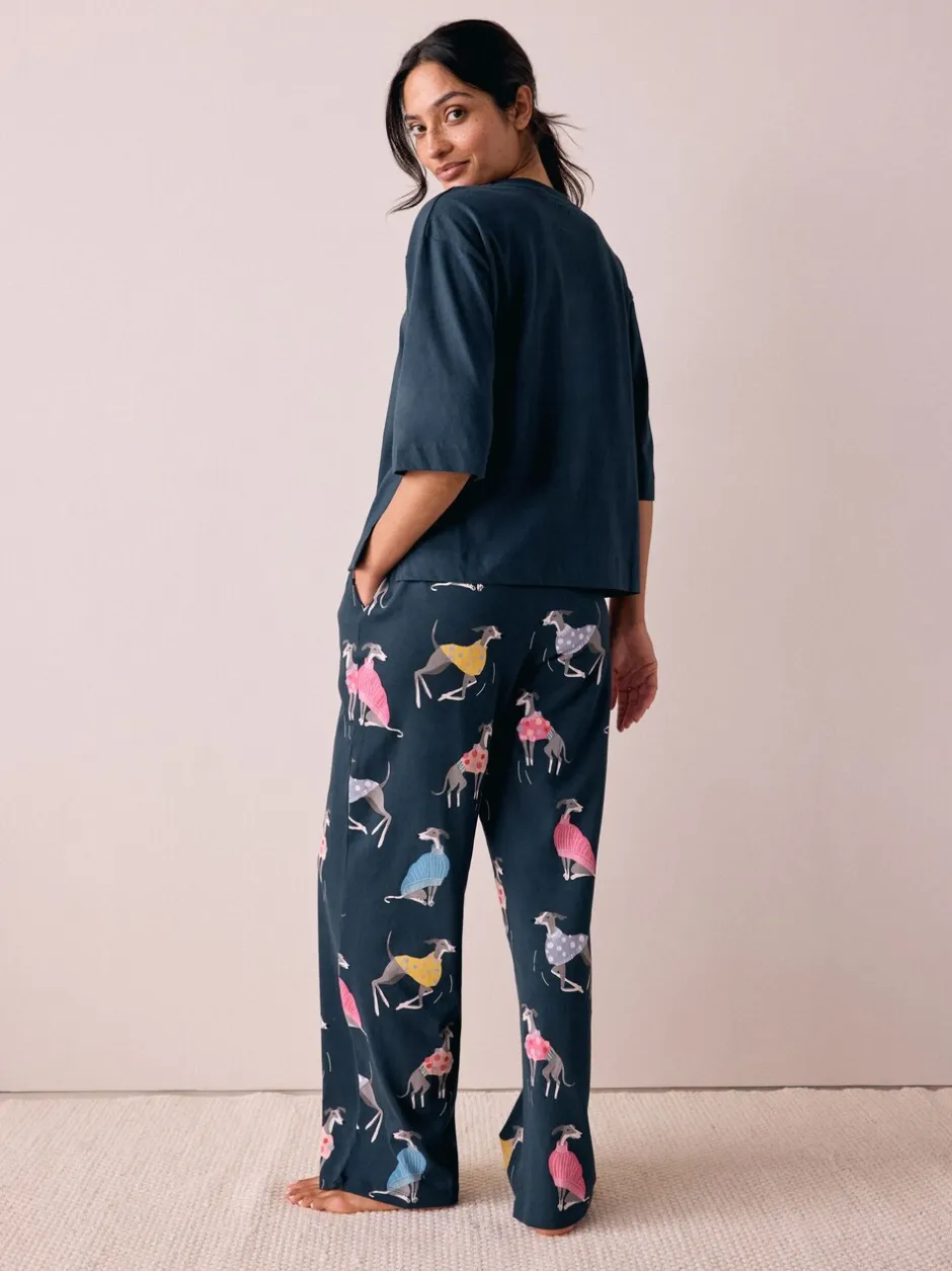Pyjama's|Loungewear*Next Navy Whippet - Tricot pyjama met korte mouwen